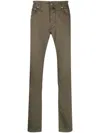 Jacob Cohen Contrast-pocket Tapered-leg Trousers In Green