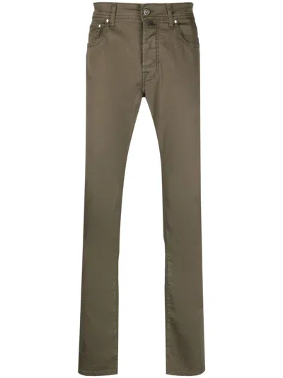 Jacob Cohen Contrast-pocket Tapered-leg Trousers In Green