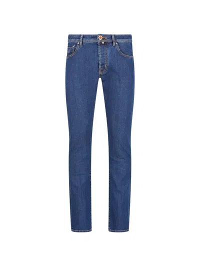 Jacob Cohen Contrast-stitch Jeans In Blue