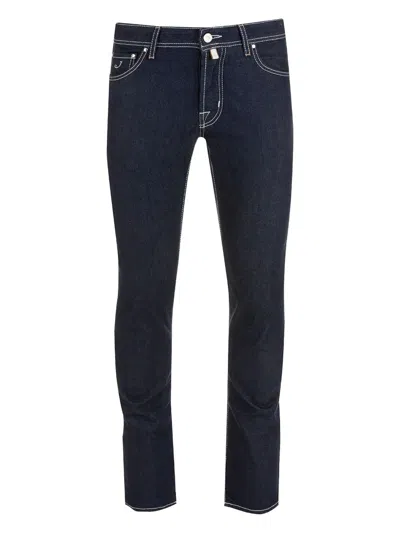 Jacob Cohen Contrast-stitch Straight-leg Jeans In Blue