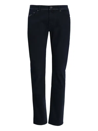 Jacob Cohen Contrast-stitching Cotton Trousers In Black