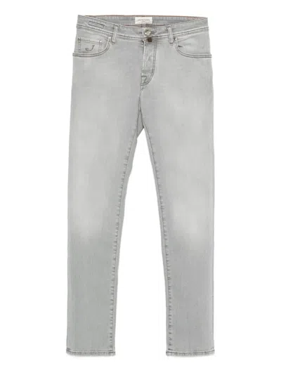 Jacob Cohen Contrast-stitching Jeans In Gray