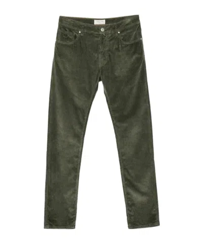 Jacob Cohen Corduroy Logo-patch Trousers In Green