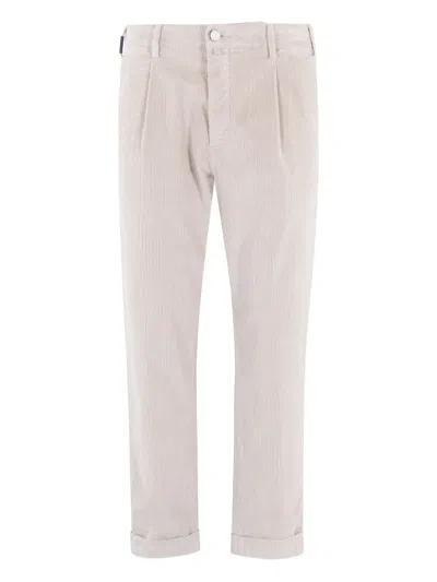 Jacob Cohen Corduroy Pleated Trousers In Neutral