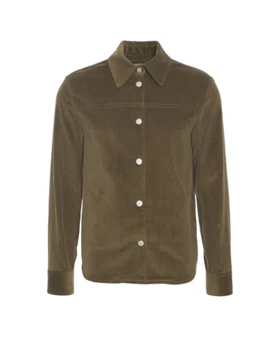 Jacob Cohen Corduroy Shirt Jacket With Classic Collar And Button Closure In Brown