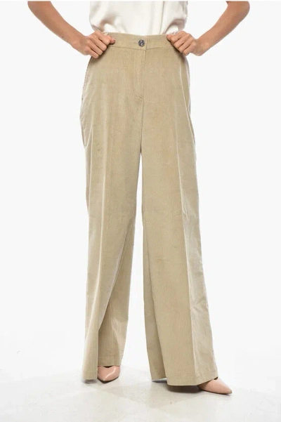 Jacob Cohen Corduroy Taylor Pants With Logo-button In Neutral