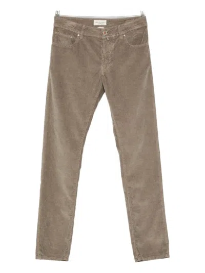 Jacob Cohen Slim Fit Corduroy Trousers With Back Pockets In Brown