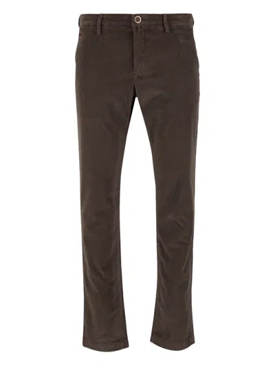 Jacob Cohen Stretch Cotton Blend Trousers In Brown
