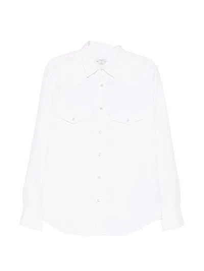 Jacob Cohen Ami Paris Ink Blue Boxy Ami De Coeur Shirt In White