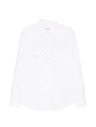 Jacob Cohen Ami Paris Ink Blue Boxy Ami De Coeur Shirt In White