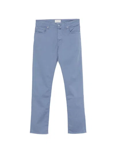 Jacob Cohen Cotton Blend Slim Trousers In Blue