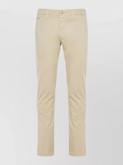 Jacob Cohen Cotton Blend Straight Leg Tailored Trousers In Neutral