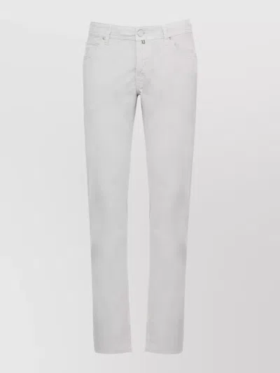 Jacob Cohen Cotton Pants Belt Loops Five Pocket Handkerchief In White