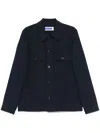 Jacob Cohen Blue Jacket With Classic Collar And Logo Patch On The Rear In Blue
