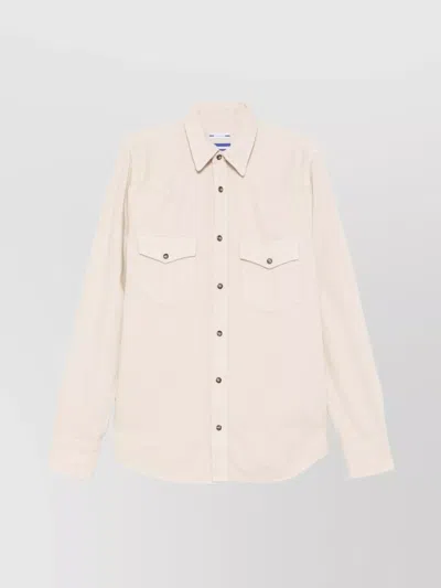 Jacob Cohen Cotton Shirt With Long Sleeves And Chest Pockets In Beige