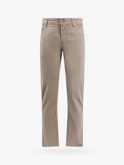 Jacob Cohen Cotton Slim Trouser With Back Logo Patch In Sand