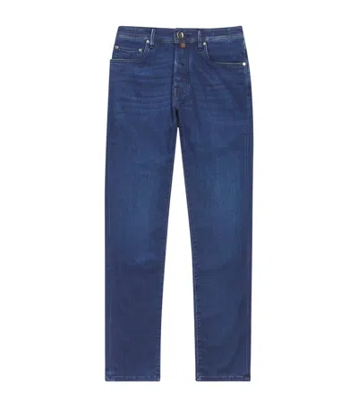 Jacob Cohen Crocodile Skin-patch Bard Slim Jeans In Blue