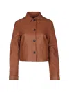 Jacob Cohen Leather Jacket Collared Neck Front Pockets In Brown