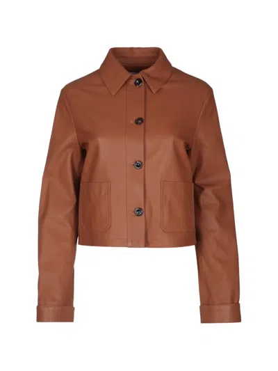 JACOB COHEN CROPPED LEATHER JACKET