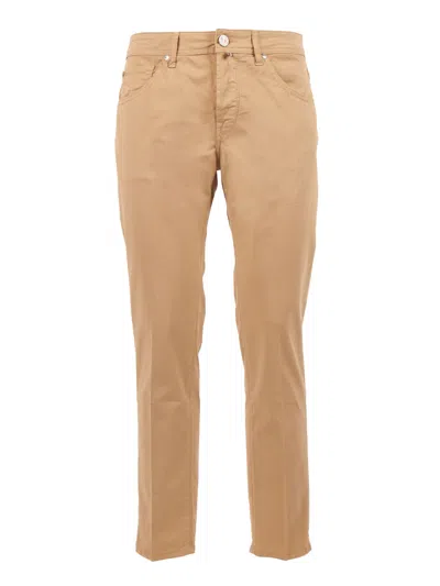 Jacob Cohen Cropped Slim Fit Scott 5 Pockets Pants In Nude