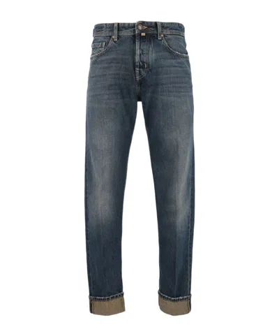 Jacob Cohen Cropped Tapered Leg Jeans In Blue