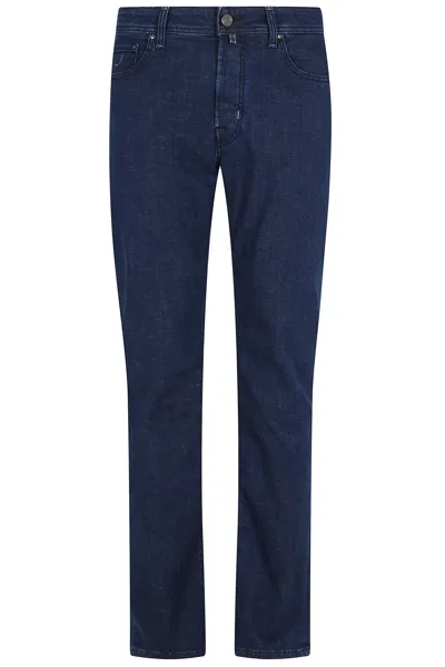 Jacob Cohen Dark Blue Bard Five-pocket Cotton-blend Jeans In Multi