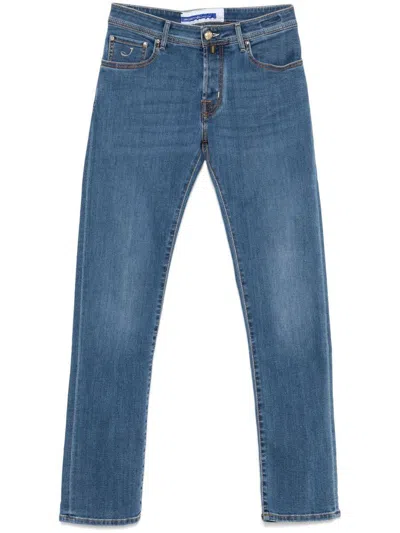 Jacob Cohen Dark Blue Cotton Nick Slim Jeans In Medium Blue