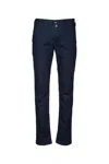 Jacob Cohen Logo-tag Trousers In Dark Blue