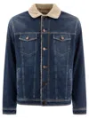 Jacob Cohen Fleece-collar Button-down Denim Jacket In Blue