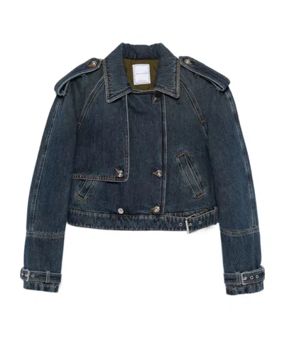 Jacob Cohen Denim Biker Jacket In Black