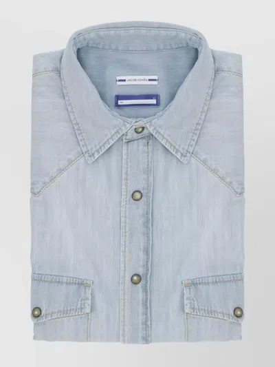 Jacob Cohen Denim Cotton Shirt Button-down Collar In Blue