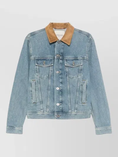 Jacob Cohen Denim Jacket Contrast Collar Chest Pockets In Blue