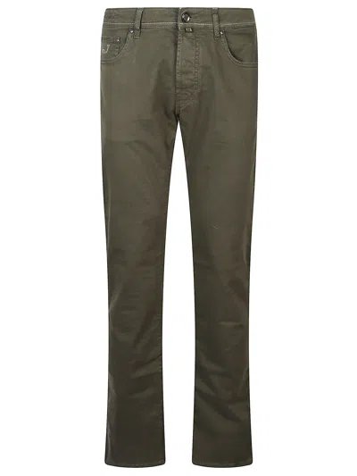 Jacob Cohen Denim Trousers Belt Loops Back And Front Pockets In Green