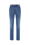 Jacob Cohen Stitched Denim Trousers Featuring Belt Loops In Blue