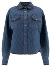 Jacob Cohen Padded Denim Overshirt With Rhombus Quilting In Blue