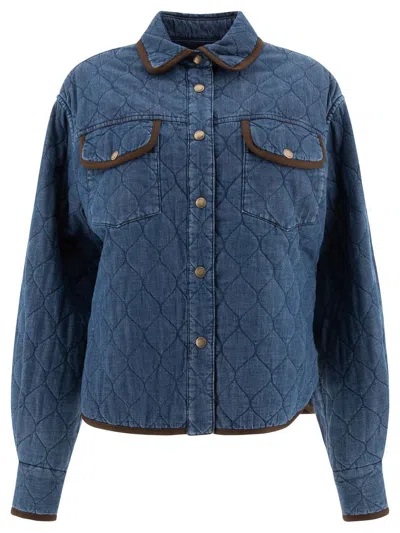 Jacob Cohen Quilted Denim Overshirt In Blue