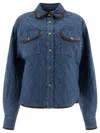 Jacob Cohen Padded Denim Overshirt With Rhombus Quilting In Blue