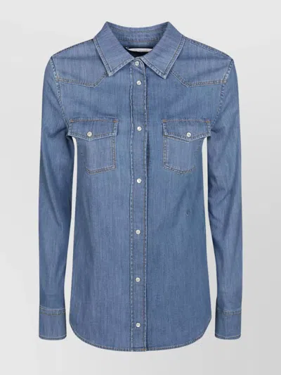 Jacob Cohen Logo-embroidered Denim Shirt In Blue