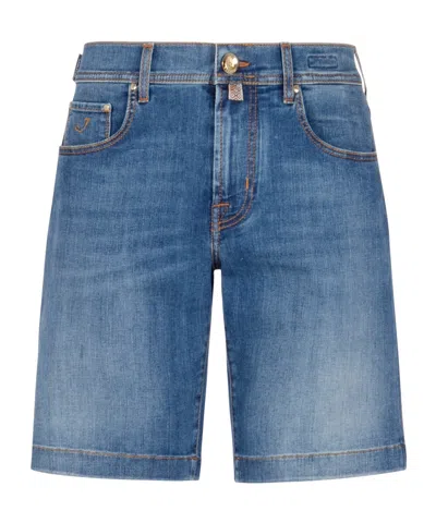 Jacob Cohen Denim Shorts With Multiple Pockets In Blue