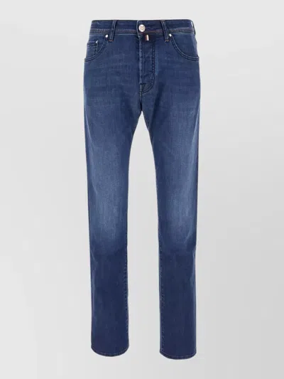 Jacob Cohen Denim Trousers Belt Loops Contrast Stitching Five Pockets In Blue