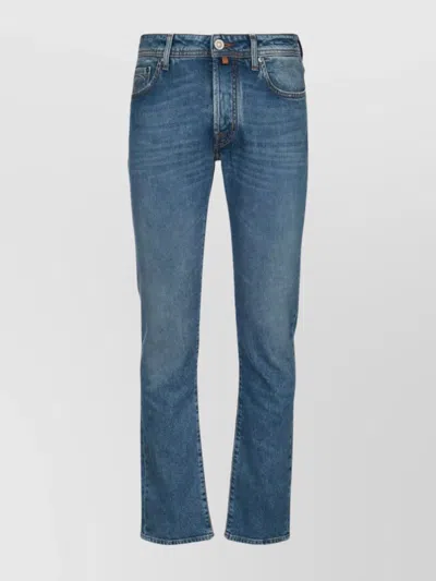 Jacob Cohen Denim Trousers With Belt Loops And Contrast Stitching In Blue