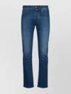 Jacob Cohen Denim Trousers With Belt Loops And Contrast Stitching
