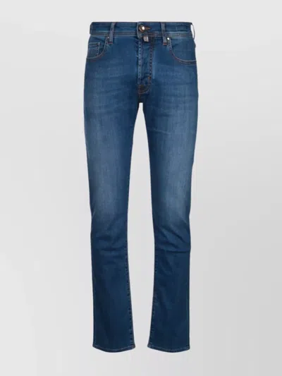 Jacob Cohen Denim Trousers With Belt Loops And Contrast Stitching In Blue