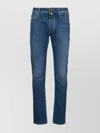 Jacob Cohen Denim Trousers With Belt Loops And Contrast Stitching