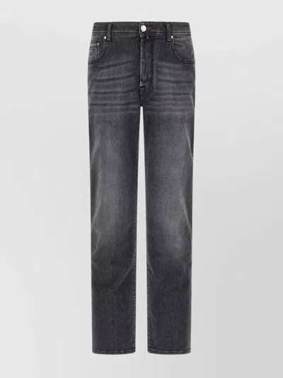 JACOB COHEN DISTRESSED DENIM TROUSERS FIVE POCKETS