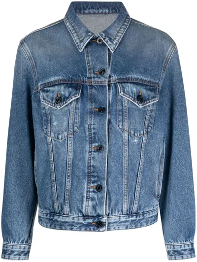 Jacob Cohen Distressed Denim Trucker Jacket In Blue