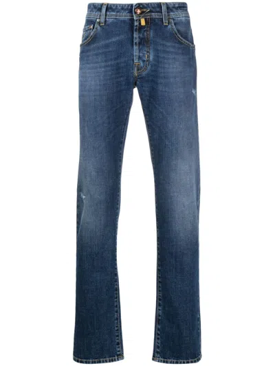 Jacob Cohen Distressed-effect Straight-leg Jeans In Blue