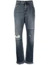 Jacob Cohen Distressed High-rise Straight Leg Jeans In 蓝色