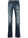 Jacob Cohen Distressed Tapered Jeans In Blue