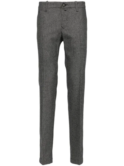 Jacob Cohen Dogtooth-pattern Trousers In Grigio Quadrett